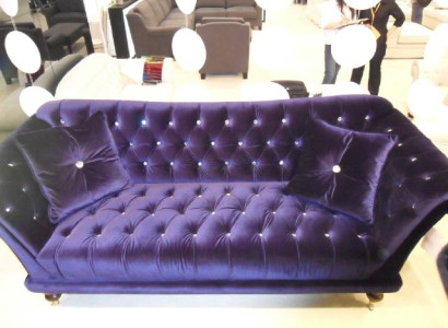 Chesterfield 3 Seater Elegant Sofas Textile Couch Luxury Blue Sofa